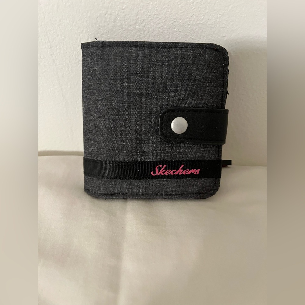 Skechers Black and Gray Wallet with Pink Logo